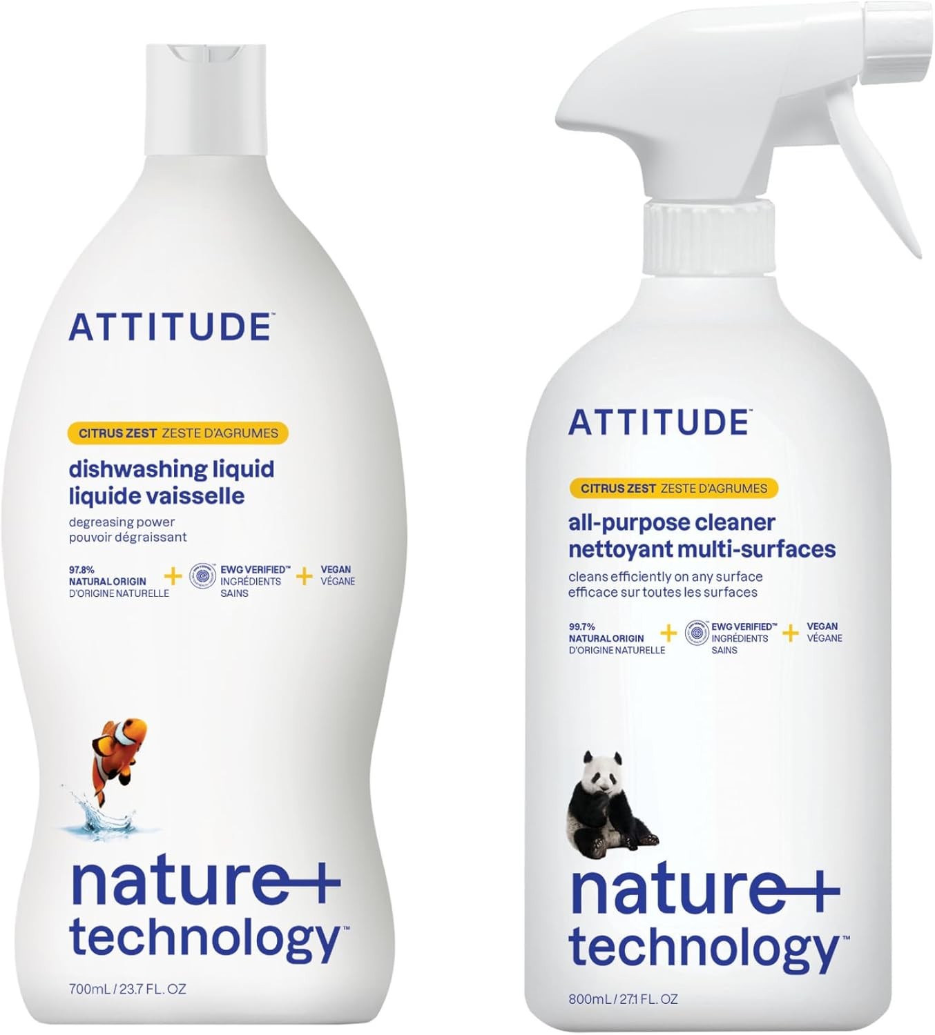 Attitude All-Purpose Cleaner Disinfectant, EWG Verified Formula, 27.1 Fl Oz Spray Bottle