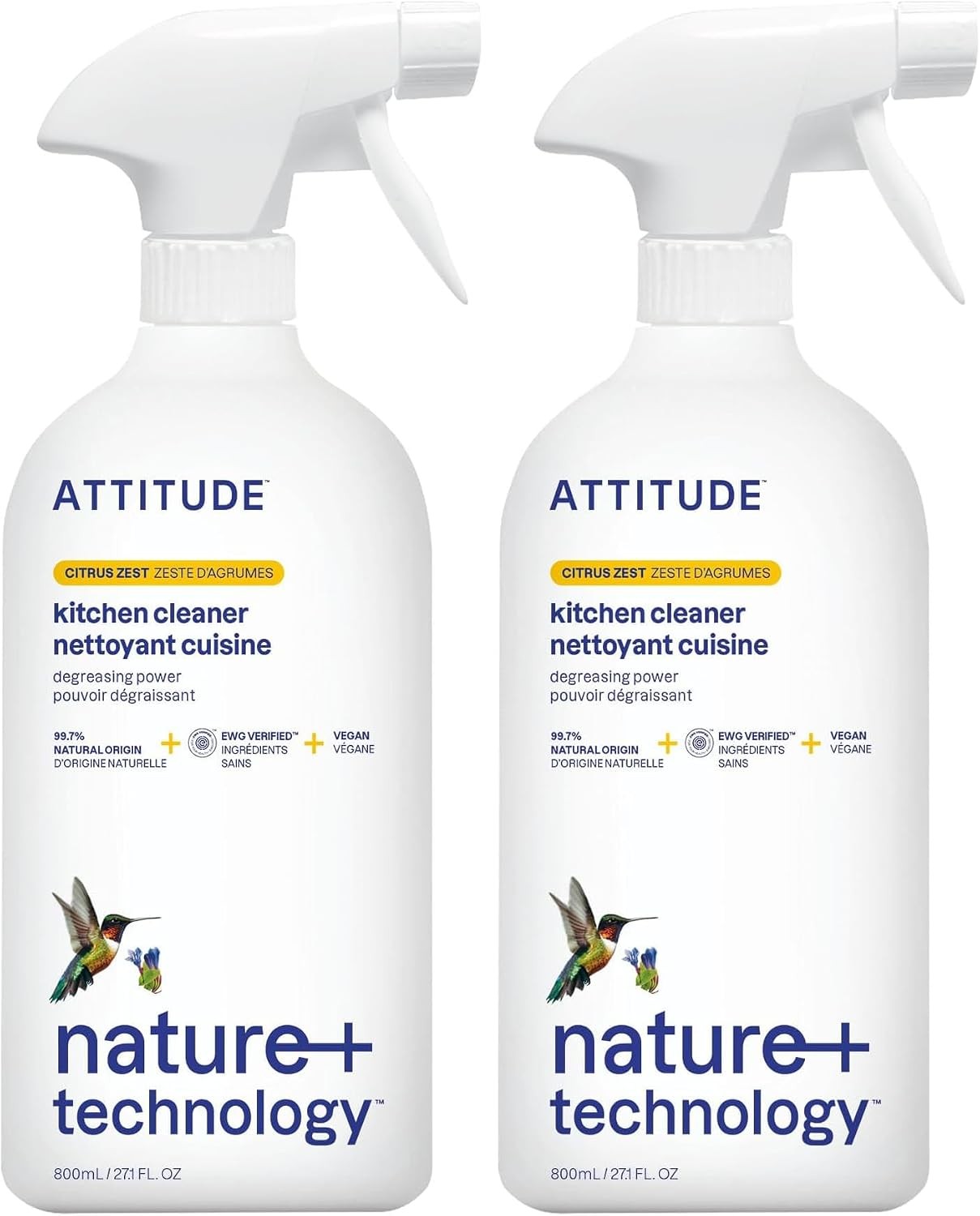 Attitude Kitchen Cleaner, Citrus Zest Scent, EWG Verified Formula, 27.1 Fl Oz Spray Bottle