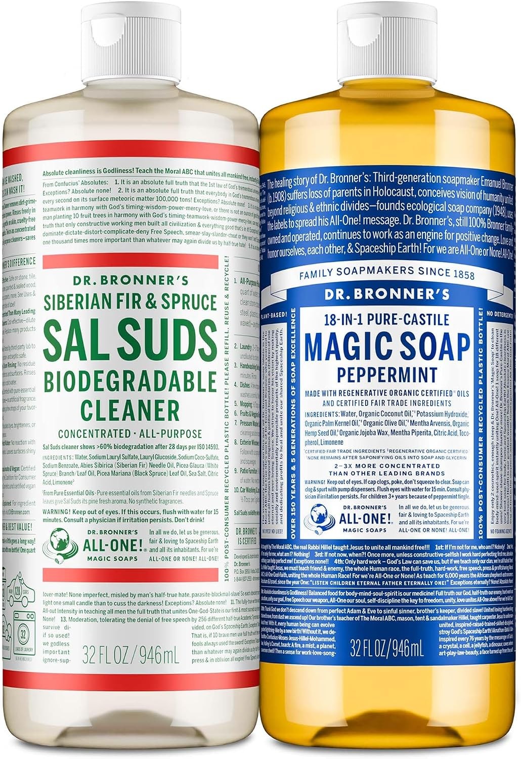 Dr. Bronner's Sal Suds Biodegradable Cleaner, Concentrated Multi-Purpose Formula, 32 Fl Oz Bottle