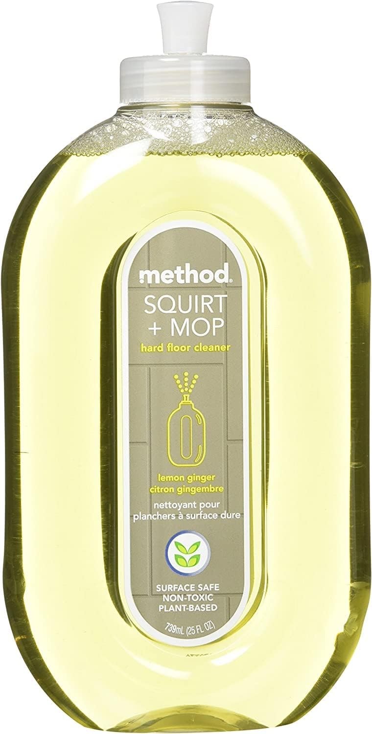 Method Squirt + Mop Hard Floor Cleaner, Lemon Ginger Scent, No-Rinse Formula, 25 Fl Oz Bottle