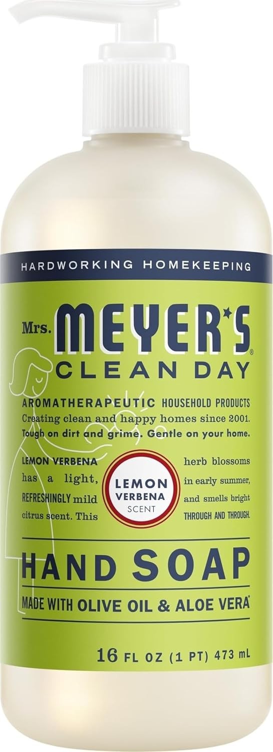 Mrs. Meyer's Clean Day Dish Soap, Lemon Verbena Scent, Essential Oil Formula, 16 Fl Oz Bottle