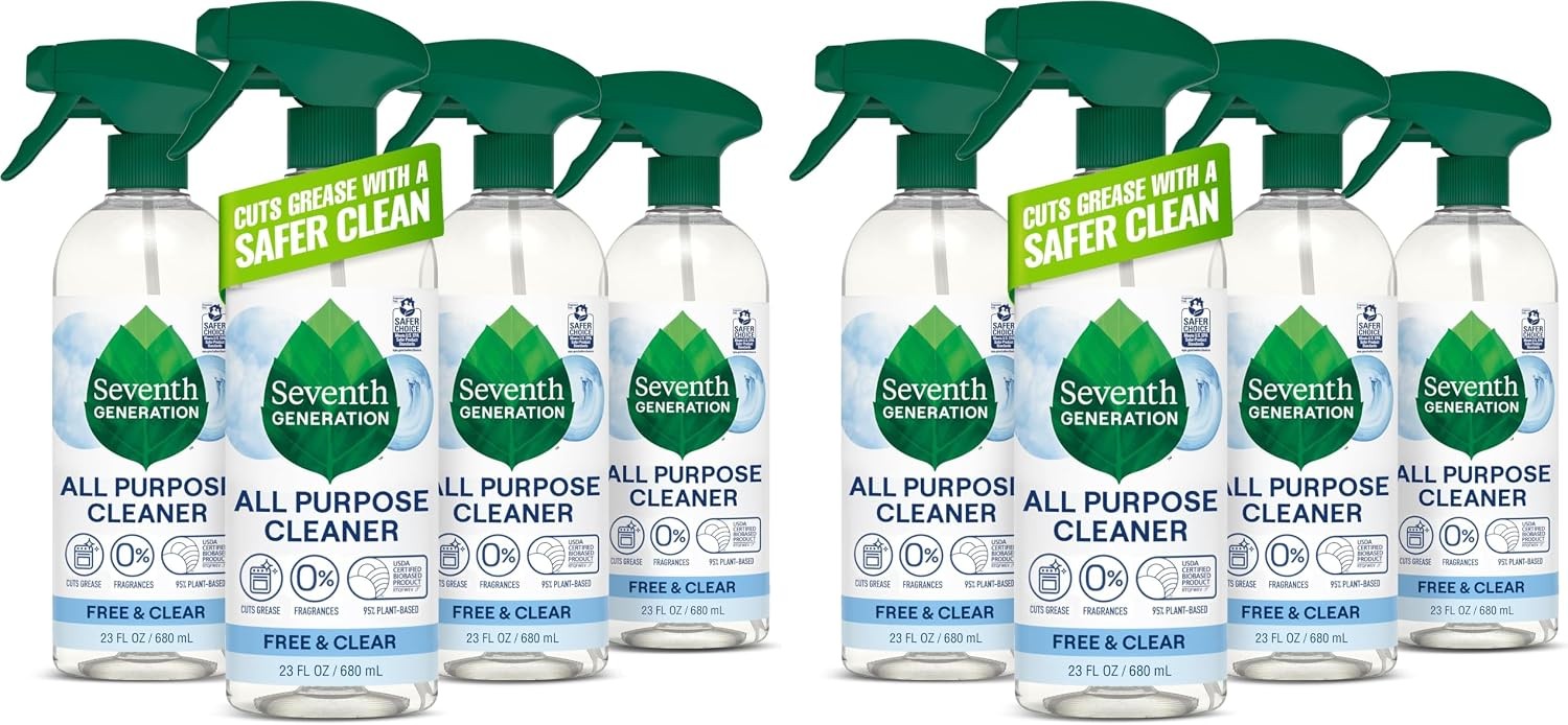 Seventh Generation Free & Clear All-Purpose Cleaner, Fragrance Free, Plant-Based, 23 Fl Oz Spray Bottle